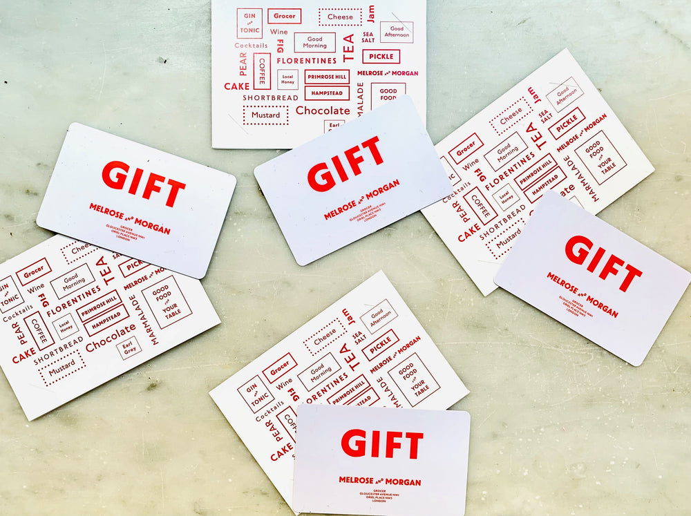 Treat a loved one or friend to their perfect foodie gift with a Melrose and Morgan Gift Card. Available in multiples of £25, our Digital Gift Cards can be redeemed online or in-store.