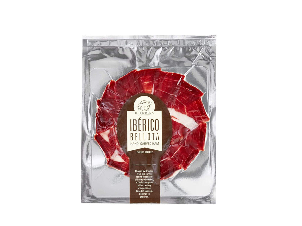 The Brindisa Iberico Bellota Ham is made from pigs of 75% Iberico breed that have fattened up on acorns on the dehesa of Extremadura for 10-12 weeks at the end of their lives. The hams are then expertly cured in Guijuelo, Salamanca for between 30 and 36 months.