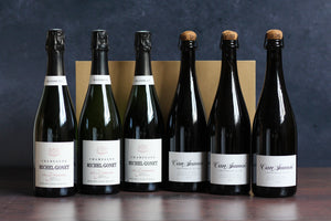 The Sparkling Wine Collection includes three bottles of Michel Gonet Champagne and three bottles of Ancestral Montonega Pet-Nat 2018 Can Sumoi.